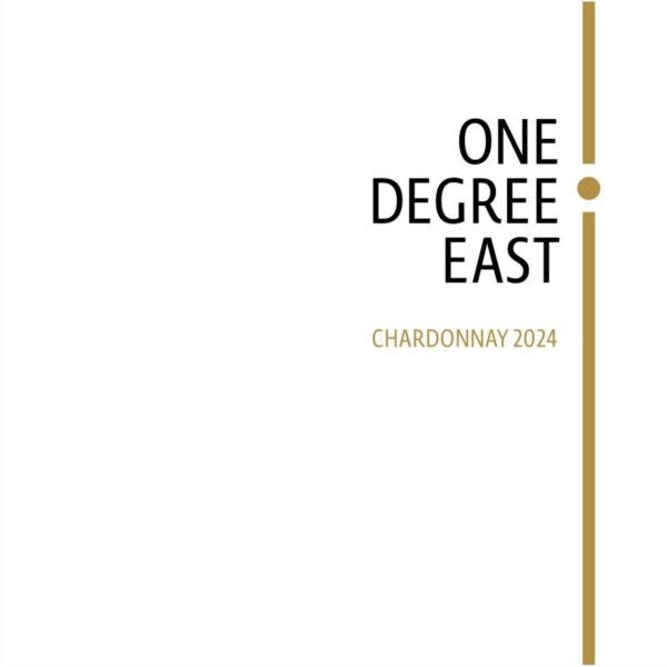 One Degree East Chardonnay 2024 label artwork with gold bar