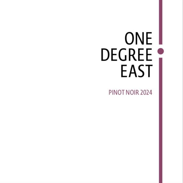 One Degree East Pinot Noir 2024 label artwork with burgundy bar